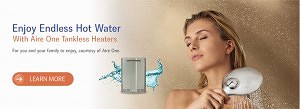 woman in shower with endless hot water