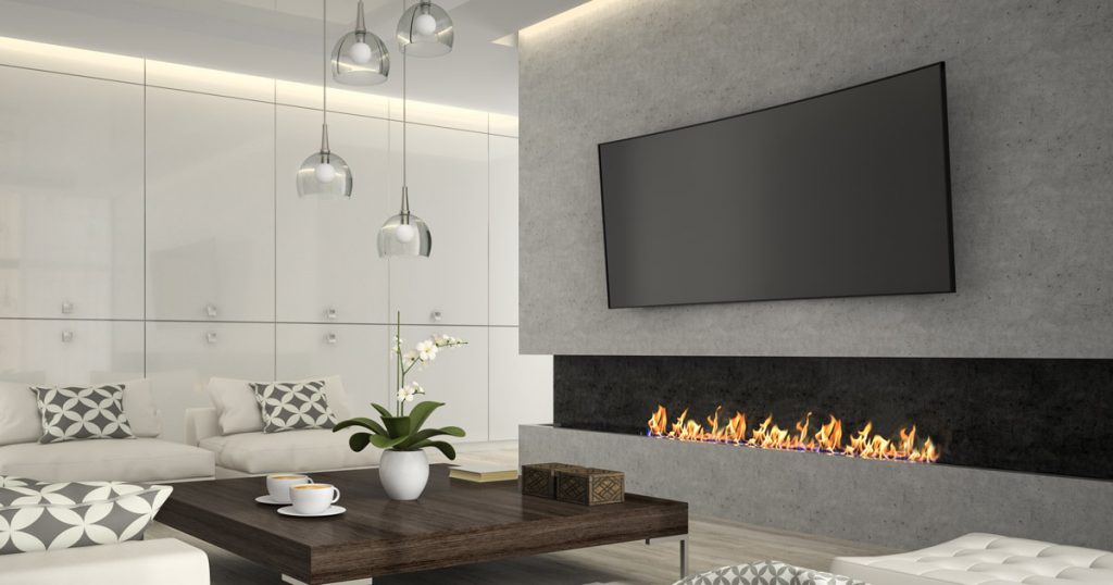 Fireplace mounted over TV