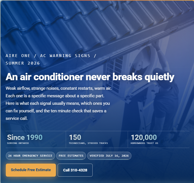 Air conditioner warning signs guide for Ontario homeowners