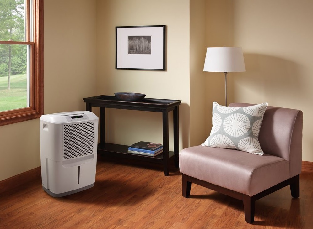Dehumidifier improving living room in home.
